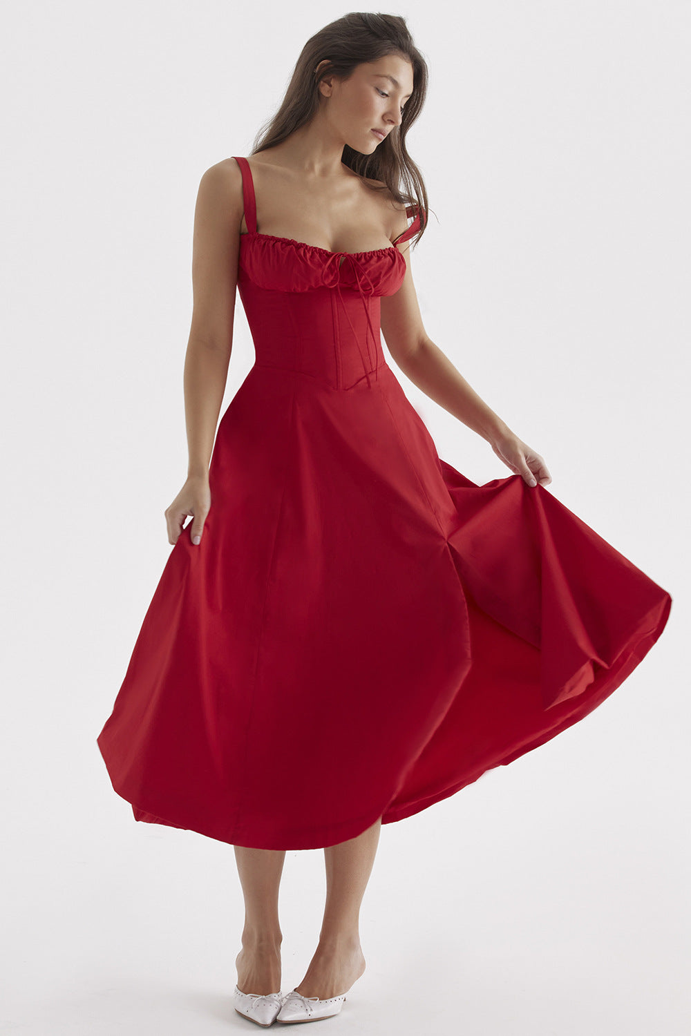 Women's French Style Corset Bust Slip Dress — Gathered Sweetheart Neckline Sleeveless Midi & Mini Dress, Elegant Summer Sundress in 30+ Colors S–2XL