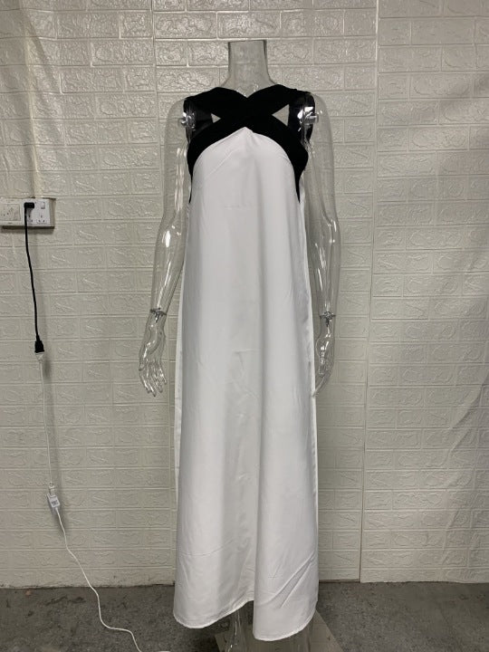 Women's Cross Halter Open Back Maxi Dress — Sexy Backless Crisscross Strap Sleeveless Long Dress, Elegant Flowy Summer Evening Party Dress XS–3XL in 11 Colors