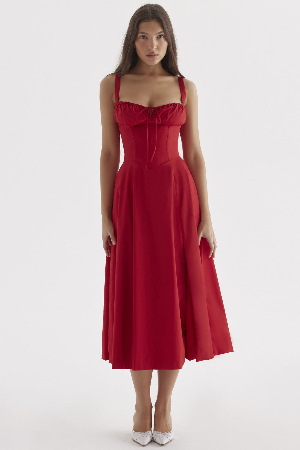 Women's French Style Corset Bust Slip Dress — Gathered Sweetheart Neckline Sleeveless Midi & Mini Dress, Elegant Summer Sundress in 30+ Colors S–2XL
