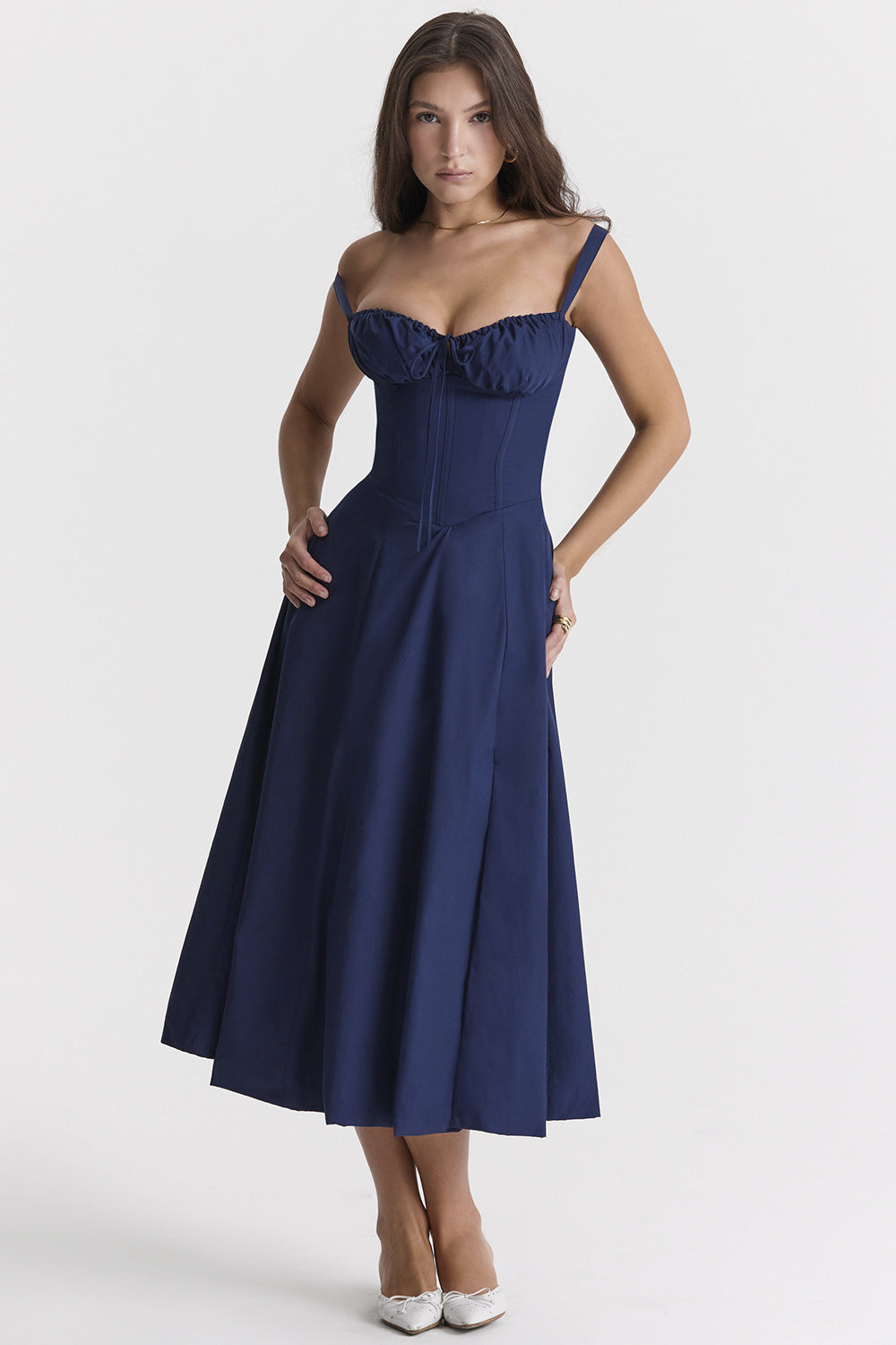 Women's French Style Corset Bust Slip Dress — Gathered Sweetheart Neckline Sleeveless Midi & Mini Dress, Elegant Summer Sundress in 30+ Colors S–2XL