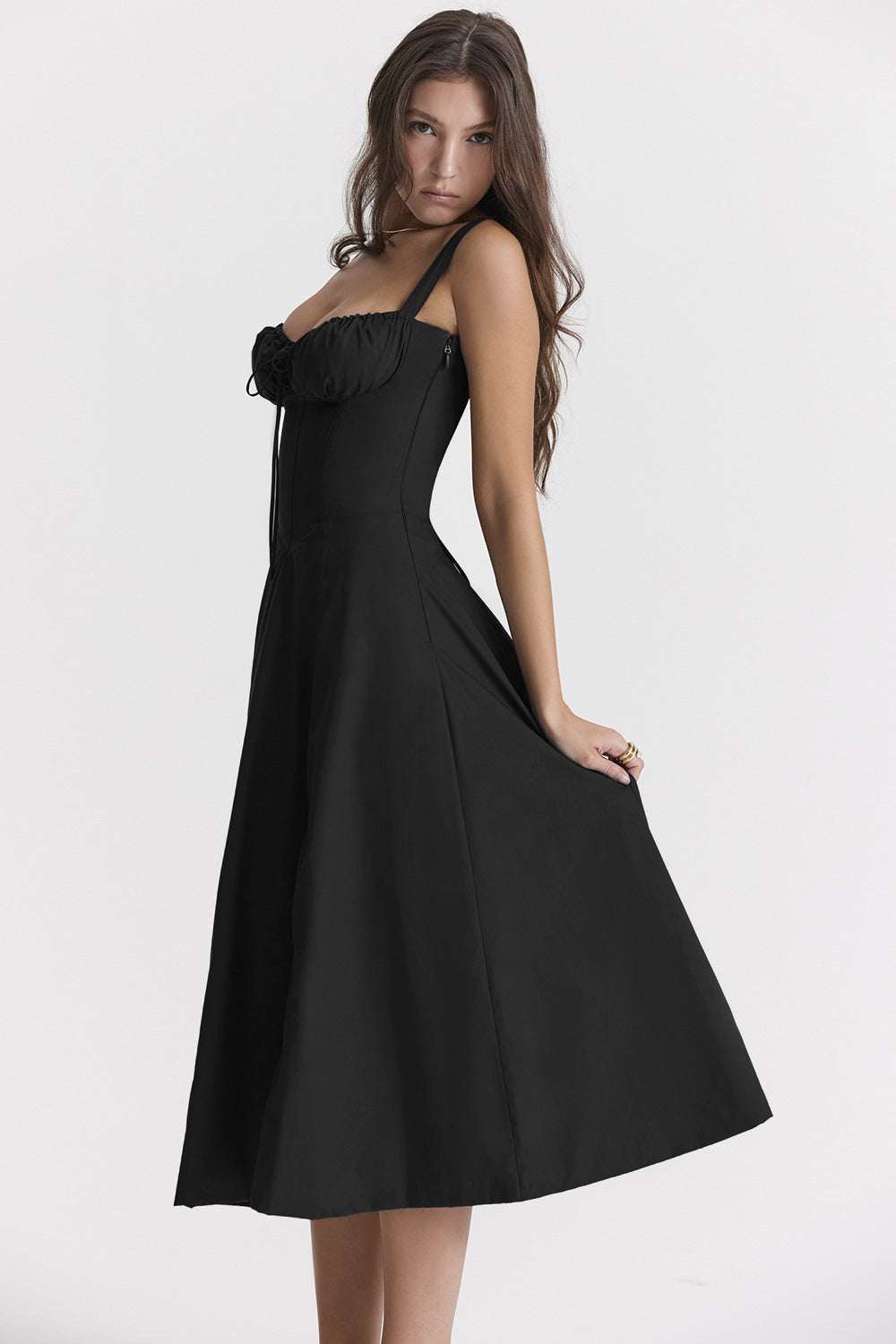 Women's French Style Corset Bust Slip Dress — Gathered Sweetheart Neckline Sleeveless Midi & Mini Dress, Elegant Summer Sundress in 30+ Colors S–2XL