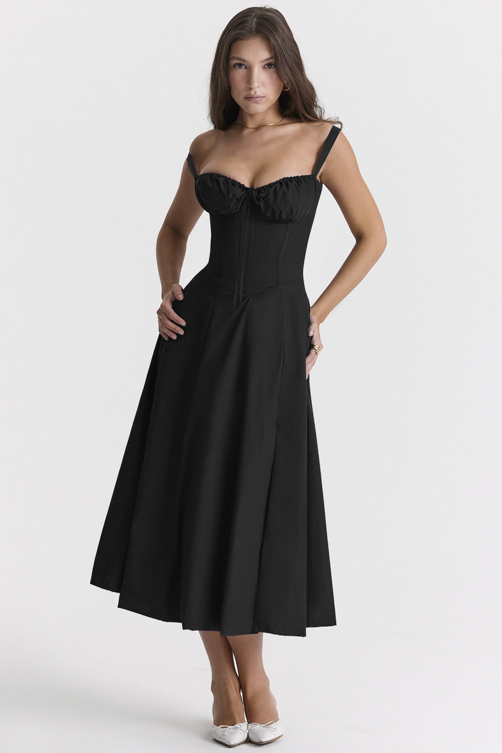 Women's French Style Corset Bust Slip Dress — Gathered Sweetheart Neckline Sleeveless Midi & Mini Dress, Elegant Summer Sundress in 30+ Colors S–2XL
