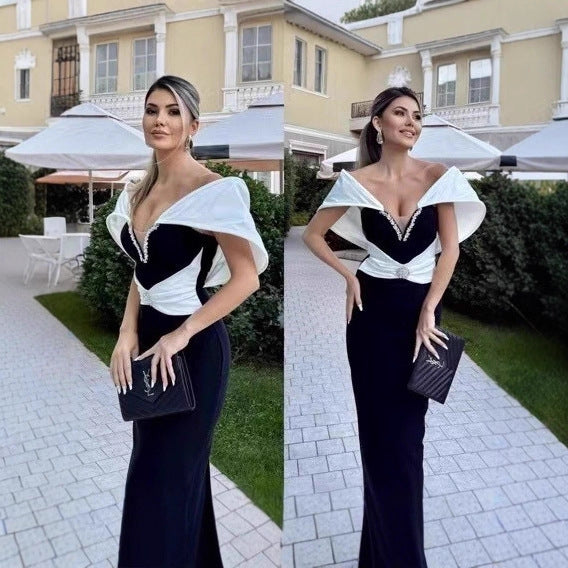 2026 Luxury Rhinestone Beaded Halter Mini Dress for Women, Sexy Deep V Couture Party Dinner Dress