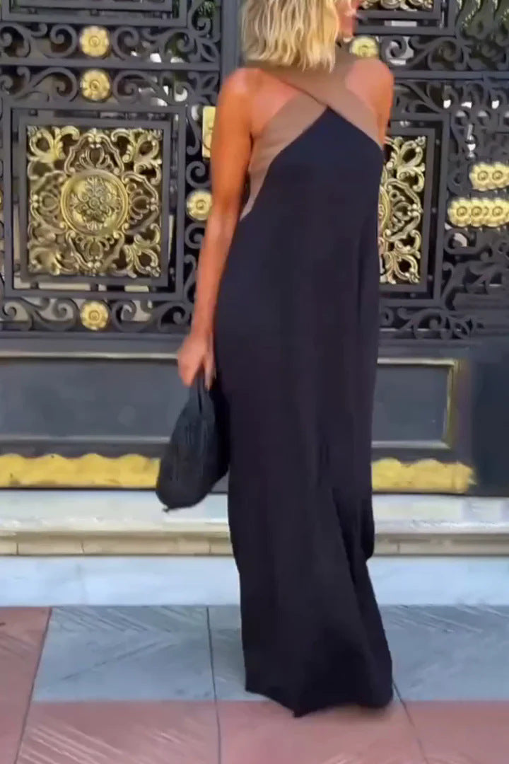 Women's Cross Halter Open Back Maxi Dress — Sexy Backless Crisscross Strap Sleeveless Long Dress, Elegant Flowy Summer Evening Party Dress XS–3XL in 11 Colors