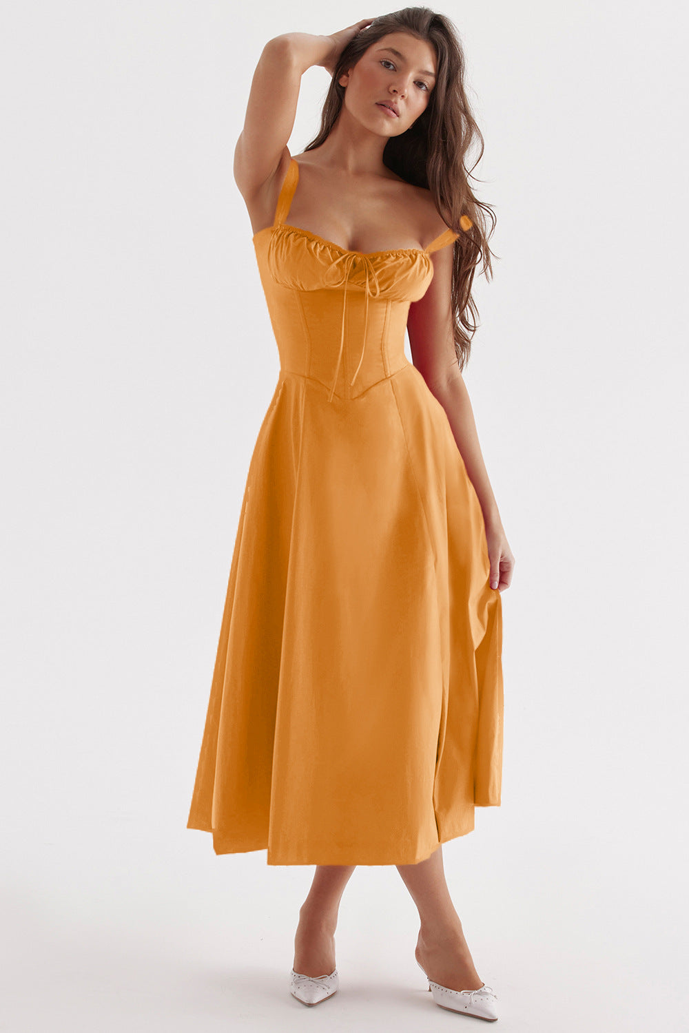 Women's French Style Corset Bust Slip Dress — Gathered Sweetheart Neckline Sleeveless Midi & Mini Dress, Elegant Summer Sundress in 30+ Colors S–2XL
