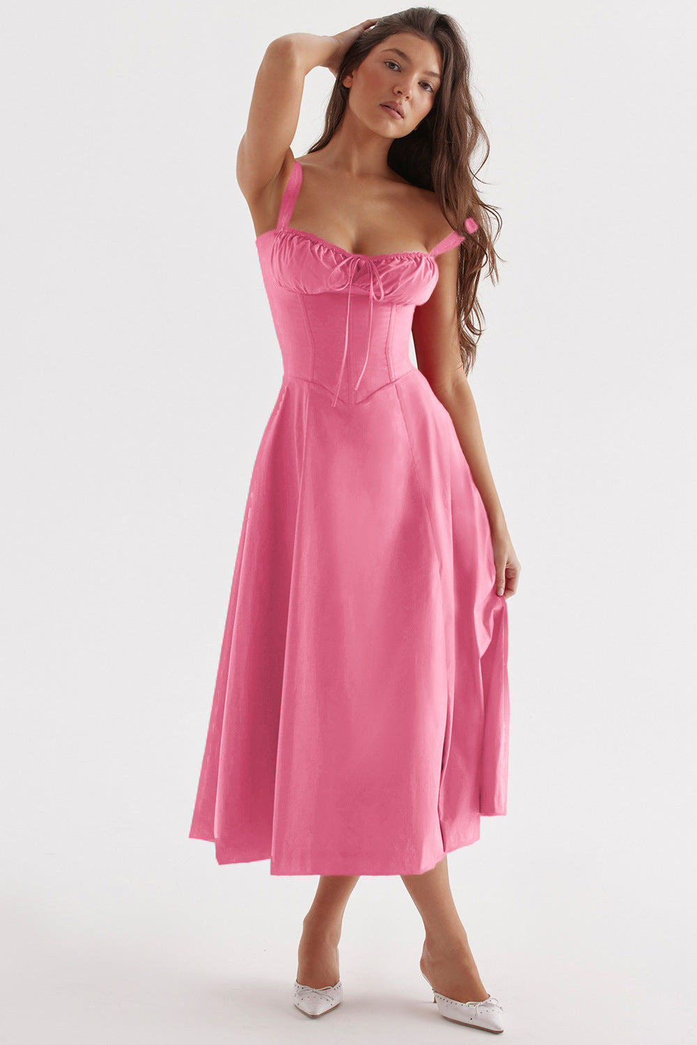 Women's French Style Corset Bust Slip Dress — Gathered Sweetheart Neckline Sleeveless Midi & Mini Dress, Elegant Summer Sundress in 30+ Colors S–2XL