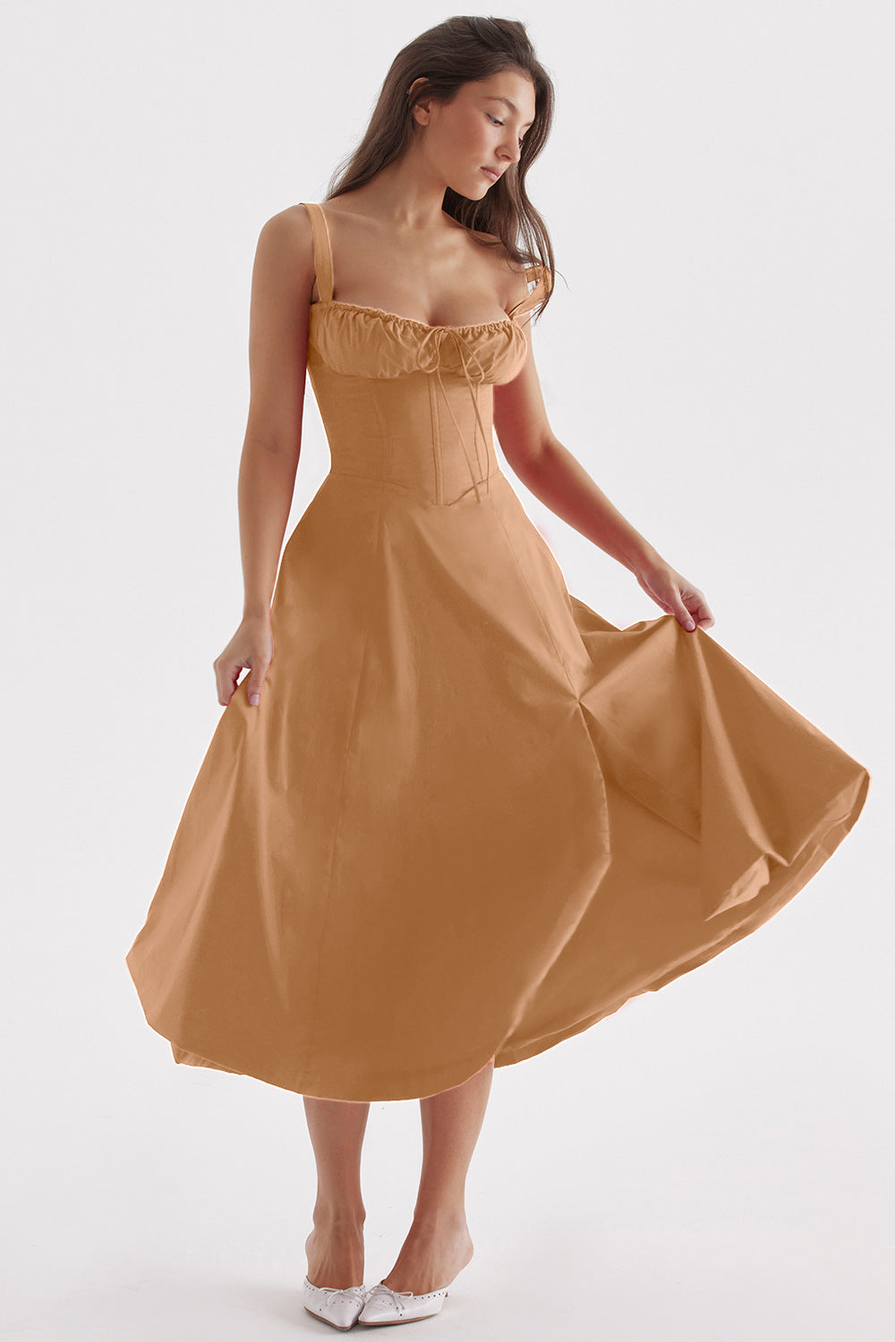 Women's French Style Corset Bust Slip Dress — Gathered Sweetheart Neckline Sleeveless Midi & Mini Dress, Elegant Summer Sundress in 30+ Colors S–2XL