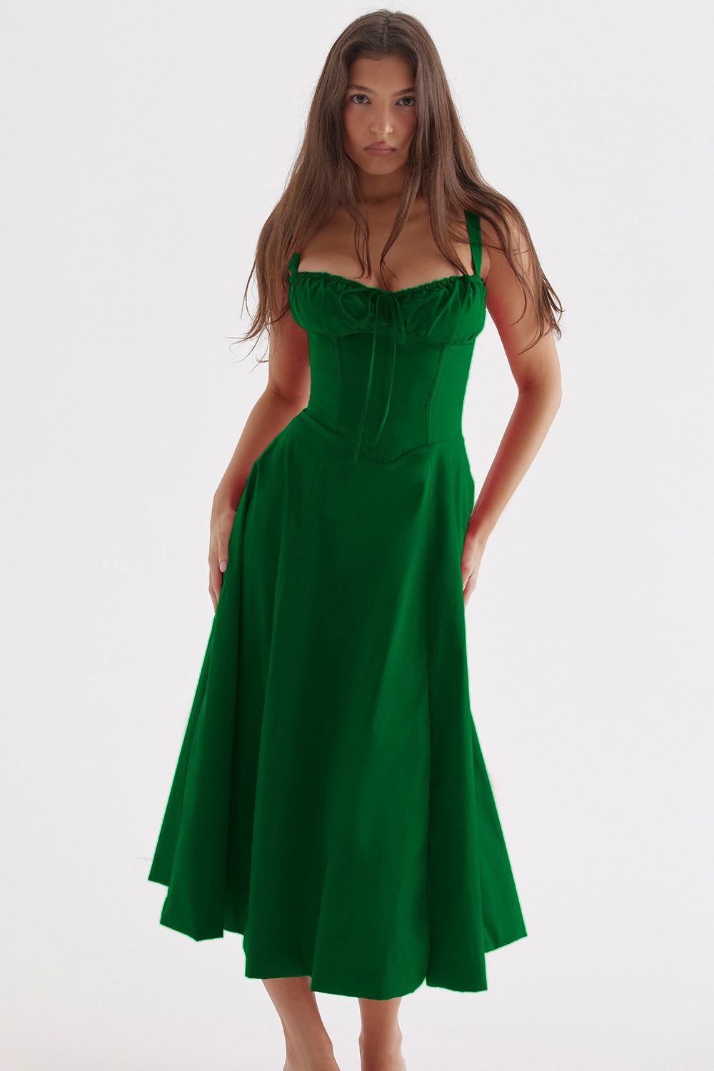 Women's French Style Corset Bust Slip Dress — Gathered Sweetheart Neckline Sleeveless Midi & Mini Dress, Elegant Summer Sundress in 30+ Colors S–2XL