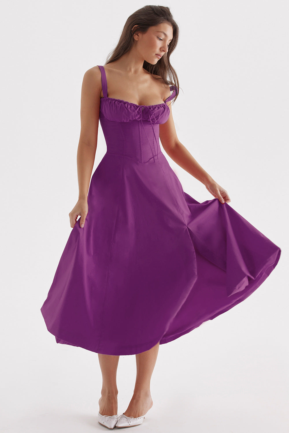 Women's French Style Corset Bust Slip Dress — Gathered Sweetheart Neckline Sleeveless Midi & Mini Dress, Elegant Summer Sundress in 30+ Colors S–2XL