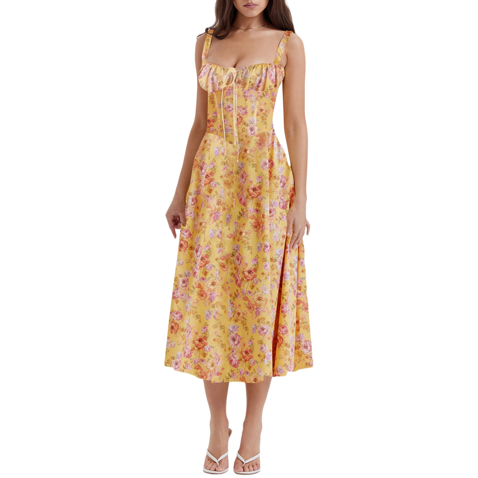 Women's French Style Corset Bust Slip Dress — Gathered Sweetheart Neckline Sleeveless Midi & Mini Dress, Elegant Summer Sundress in 30+ Colors S–2XL