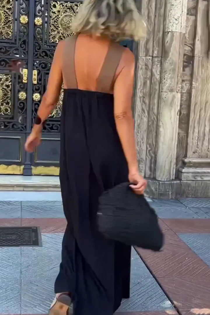 Women's Cross Halter Open Back Maxi Dress — Sexy Backless Crisscross Strap Sleeveless Long Dress, Elegant Flowy Summer Evening Party Dress XS–3XL in 11 Colors
