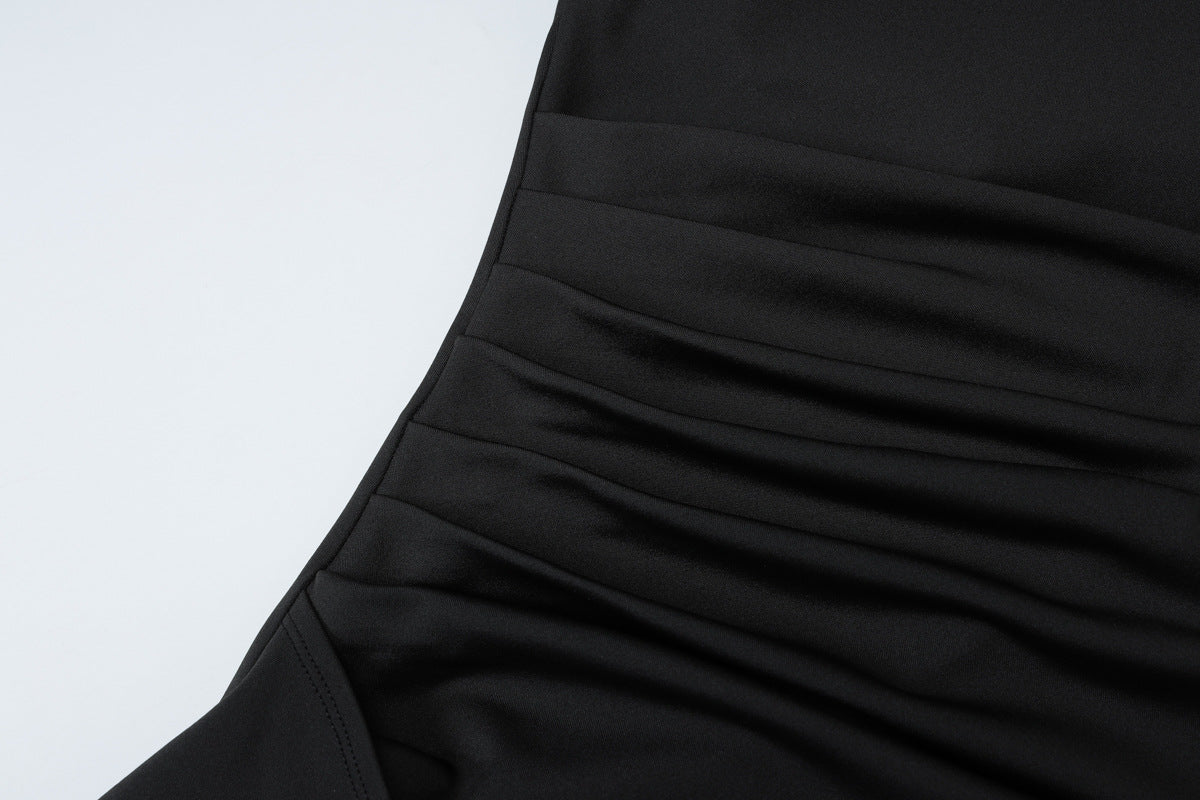 Women's Square Neck Ruched Waist High Slit Maxi Dress — Sexy Sleeveless Stretch Crepe Formal Evening Gown, Elegant Party Dress XS–XL in 17 Colors