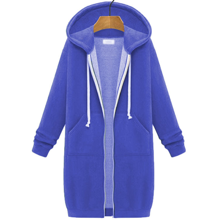 Women's Longline Zip-Up Hoodie | Oversized Fleece Hooded Sweatshirt Jacket | Cozy Mid-Length Fall Winter Coat
