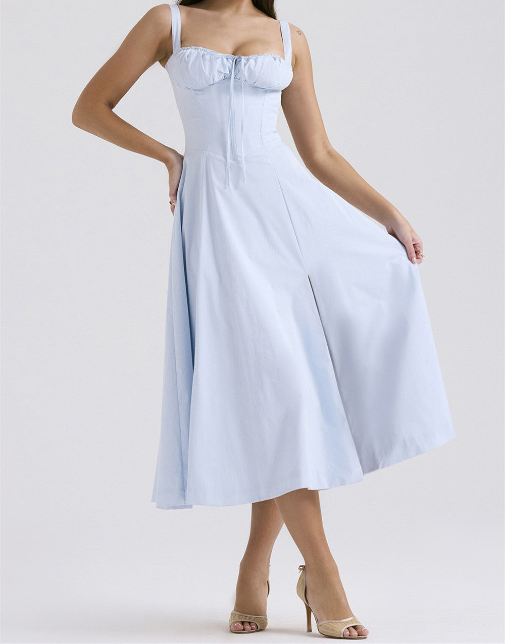Women's French Style Corset Bust Slip Dress — Gathered Sweetheart Neckline Sleeveless Midi & Mini Dress, Elegant Summer Sundress in 30+ Colors S–2XL