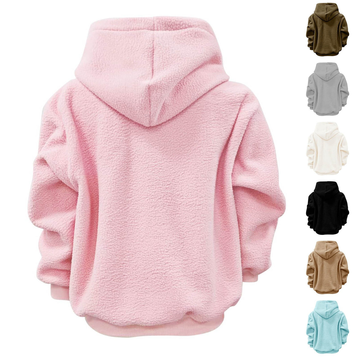 Women's Fluffy Teddy Fleece Oversized Hoodie — Plush Pullover Sweatshirt with Wrap Front Pocket & Drawstring Hood, Cozy Winter Top S–XXL in 7 Colors
