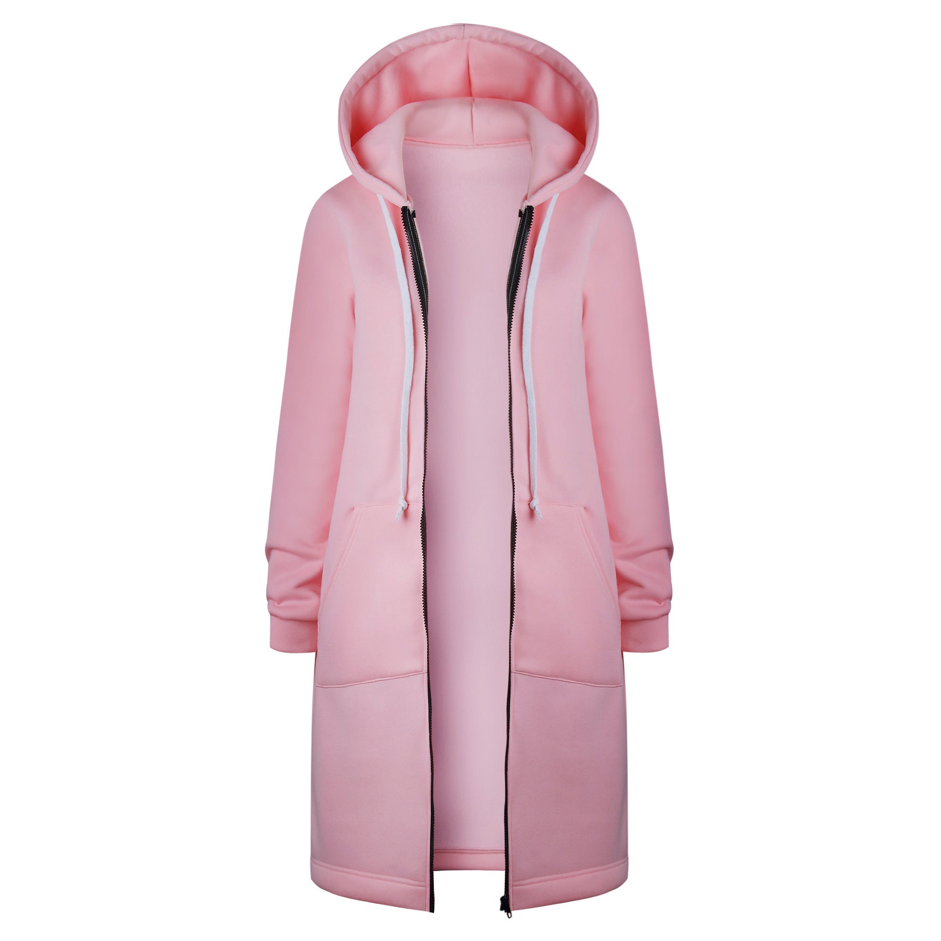 Women's Longline Zip-Up Hoodie | Oversized Fleece Hooded Sweatshirt Jacket | Cozy Mid-Length Fall Winter Coat