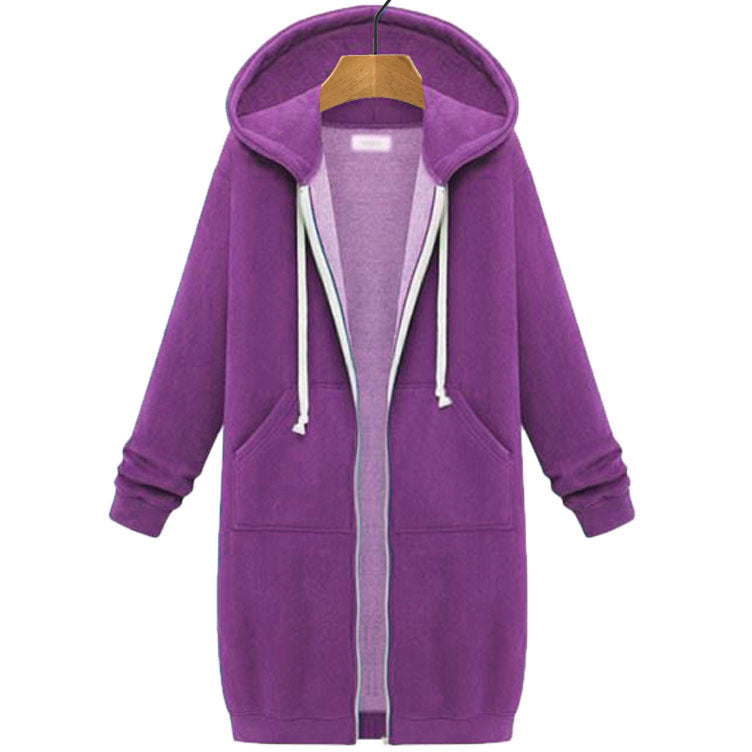Women's Longline Zip-Up Hoodie | Oversized Fleece Hooded Sweatshirt Jacket | Cozy Mid-Length Fall Winter Coat