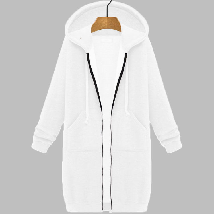 Women's Longline Zip-Up Hoodie | Oversized Fleece Hooded Sweatshirt Jacket | Cozy Mid-Length Fall Winter Coat