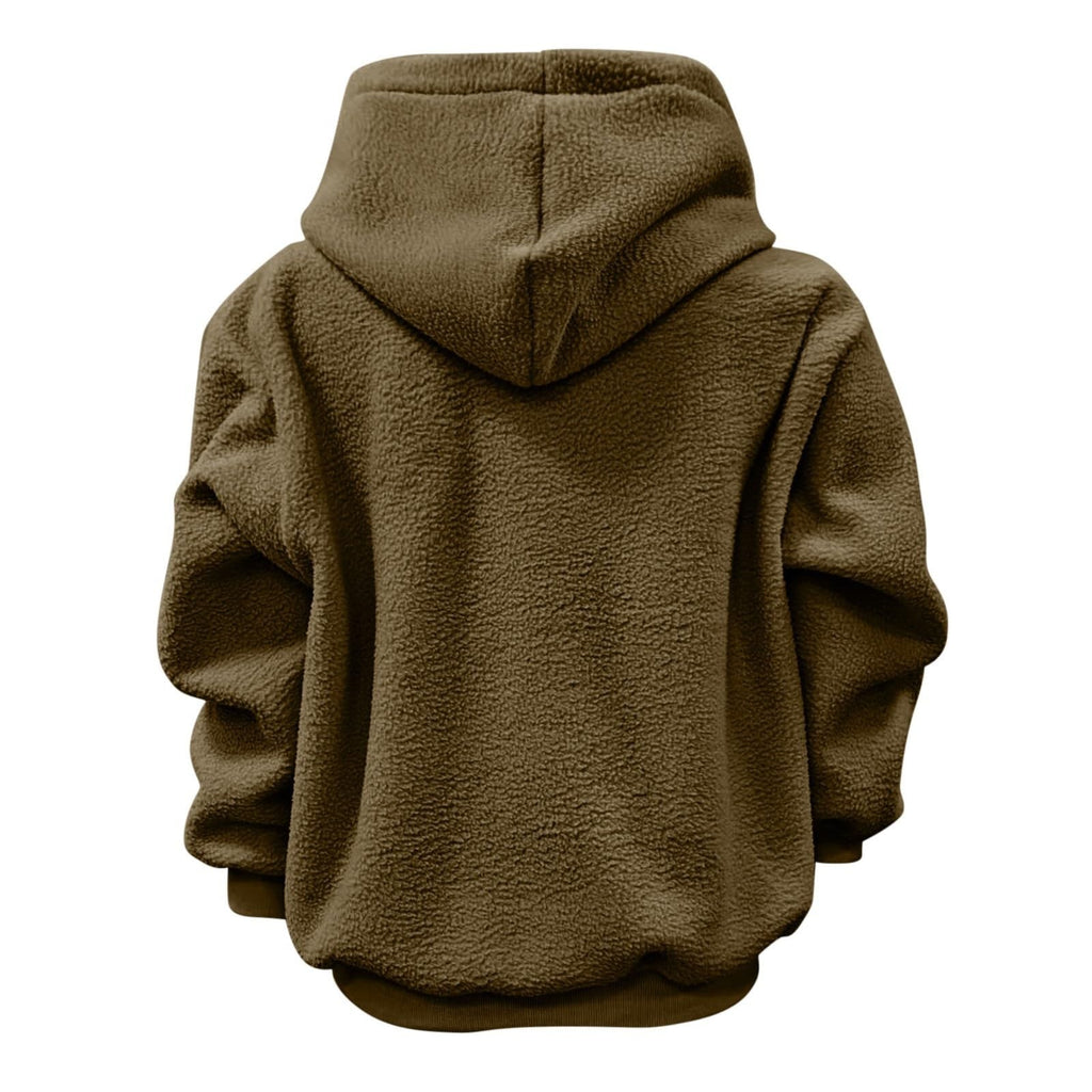 Women's Fluffy Teddy Fleece Oversized Hoodie — Plush Pullover Sweatshirt with Wrap Front Pocket & Drawstring Hood, Cozy Winter Top S–XXL in 7 Colors