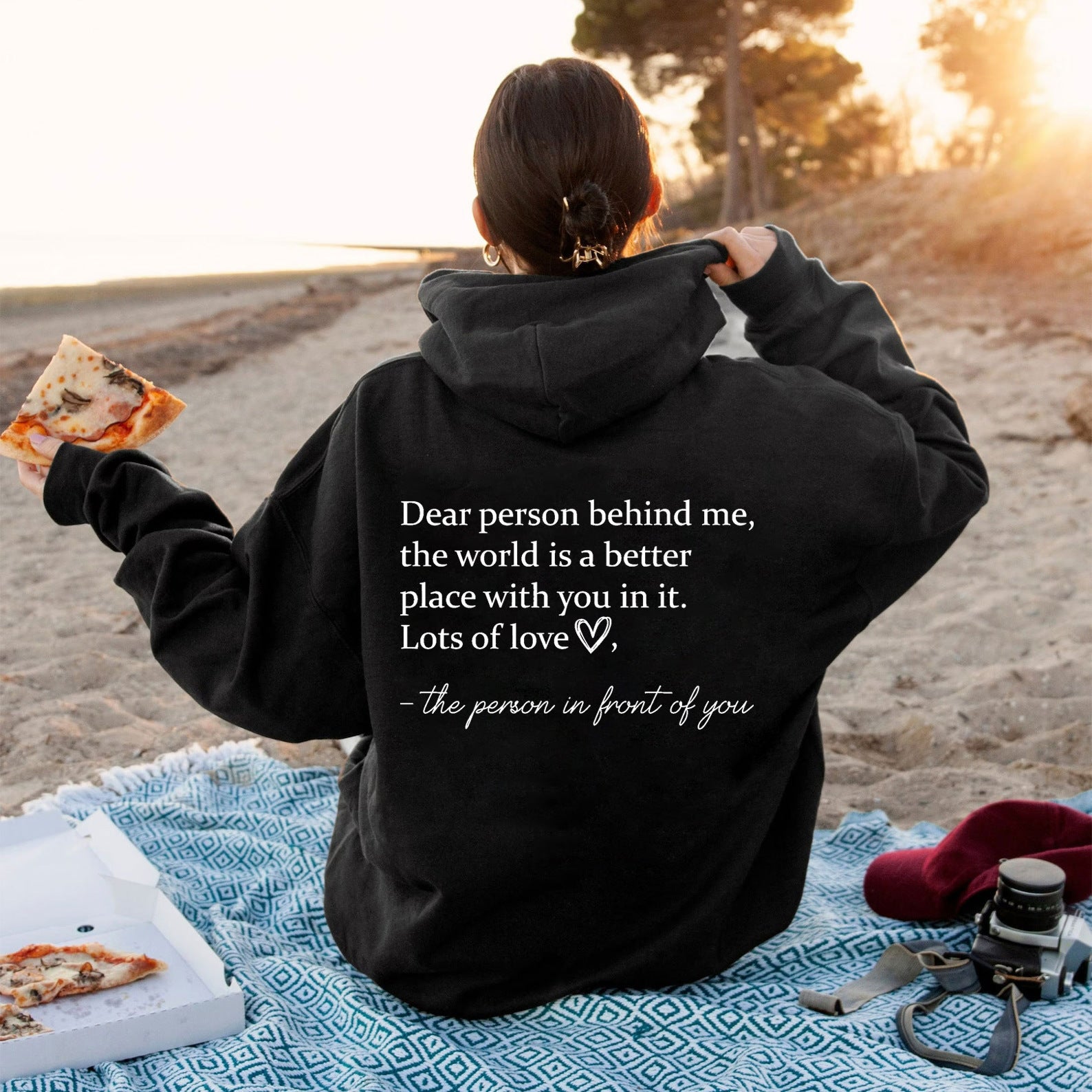Women's Fleece Graphic Hoodie | "Dear Person Behind Me" Letter Print Oversized Pullover Sweatshirt | S-5XL