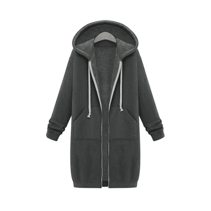 Women's Longline Zip-Up Hoodie | Oversized Fleece Hooded Sweatshirt Jacket | Cozy Mid-Length Fall Winter Coat