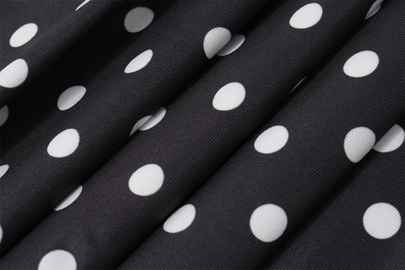2026 Summer Polka Dot Halter A-Line Mini Dress for Women, Sexy Backless Waist-Cinching Printed Party Dress