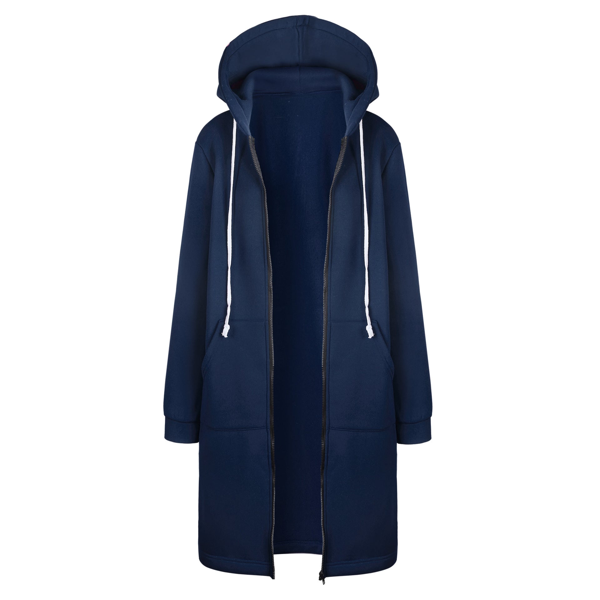 Women's Longline Zip-Up Hoodie | Oversized Fleece Hooded Sweatshirt Jacket | Cozy Mid-Length Fall Winter Coat