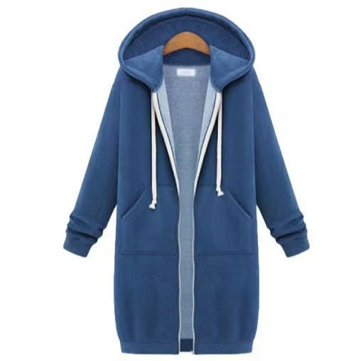 Women's Longline Zip-Up Hoodie | Oversized Fleece Hooded Sweatshirt Jacket | Cozy Mid-Length Fall Winter Coat