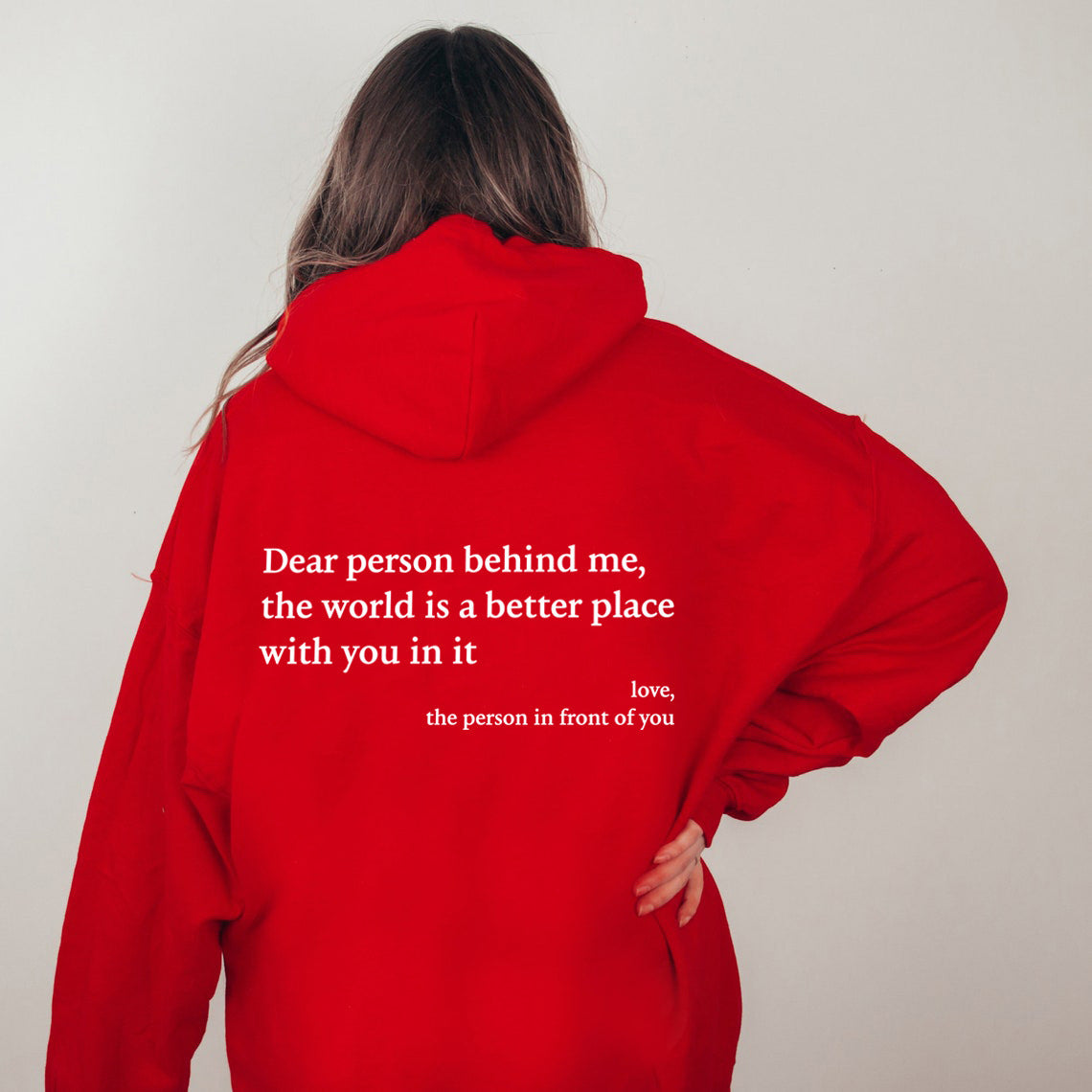 Women's Fleece Graphic Hoodie | "Dear Person Behind Me" Letter Print Oversized Pullover Sweatshirt | S-5XL
