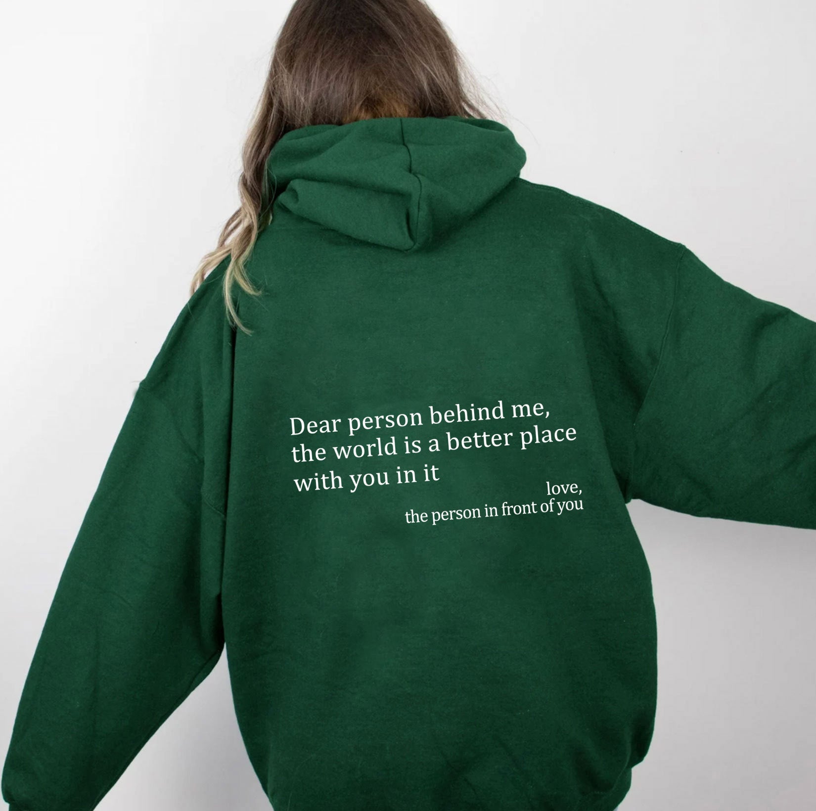 Women's Fleece Graphic Hoodie | "Dear Person Behind Me" Letter Print Oversized Pullover Sweatshirt | S-5XL
