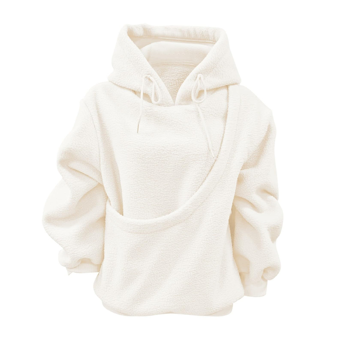 Women's Fluffy Teddy Fleece Oversized Hoodie — Plush Pullover Sweatshirt with Wrap Front Pocket & Drawstring Hood, Cozy Winter Top S–XXL in 7 Colors