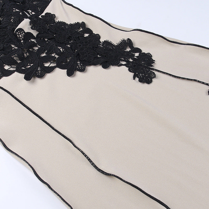 Sexy Deep V Lace Spaghetti Strap Bodycon Mini Dress for Women, Backless Slim Fit Party Club Dress