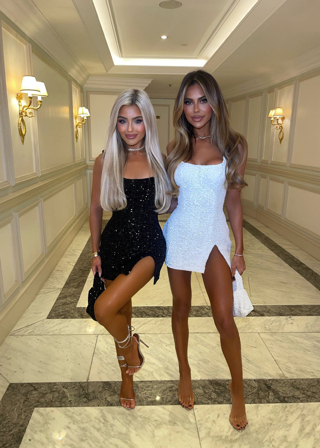 Women's Diamond Sequin Bodycon Mini Dress — Colorful Geometric Sequin Party Dress with Side Slit, Sparkle Sleeveless Club Dress S–XL in 15+ Colors