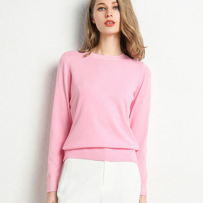 Women's Soft Crew Neck Knit Sweater | Classic Slim-Fit Long Sleeve Pullover Base Layer Top | Fall Winter