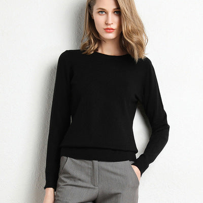 Women's Soft Crew Neck Knit Sweater | Classic Slim-Fit Long Sleeve Pullover Base Layer Top | Fall Winter