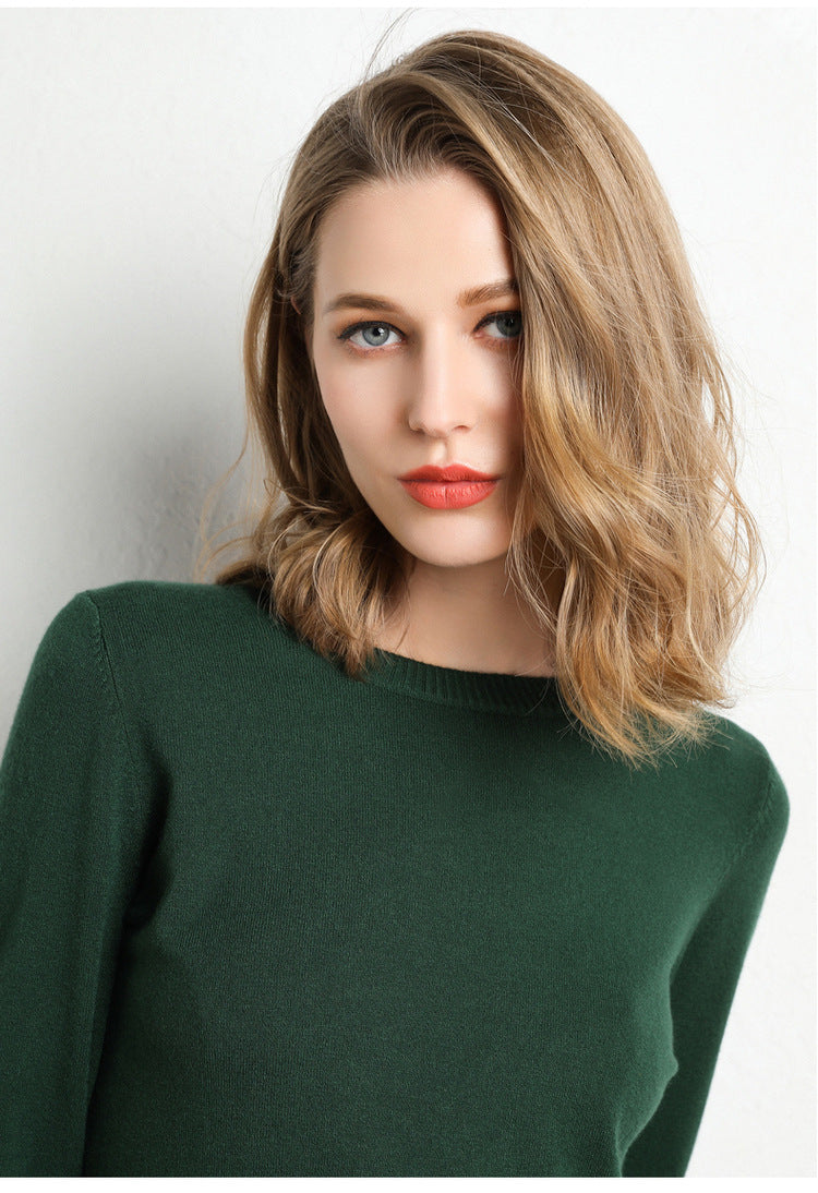 Women's Soft Crew Neck Knit Sweater | Classic Slim-Fit Long Sleeve Pullover Base Layer Top | Fall Winter