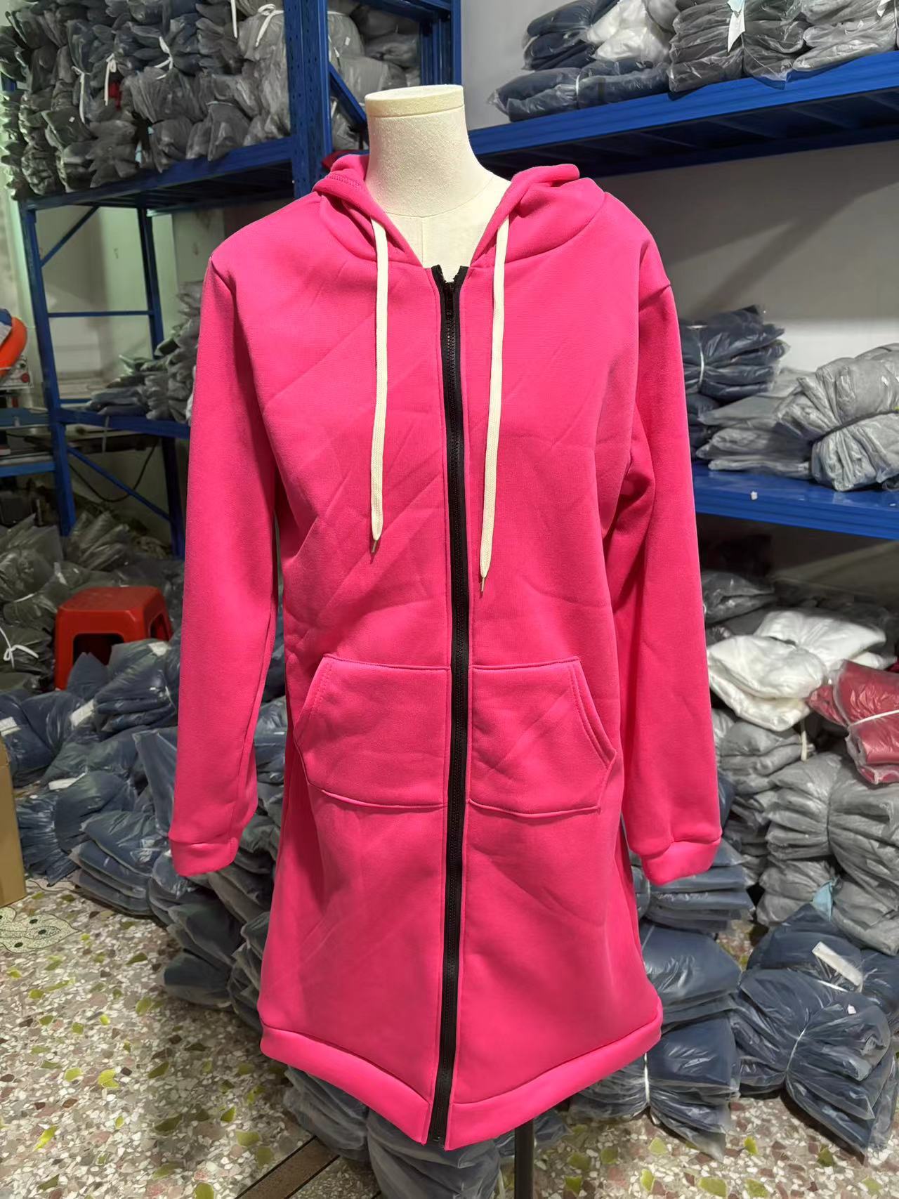Women's Longline Zip-Up Hoodie | Oversized Fleece Hooded Sweatshirt Jacket | Cozy Mid-Length Fall Winter Coat