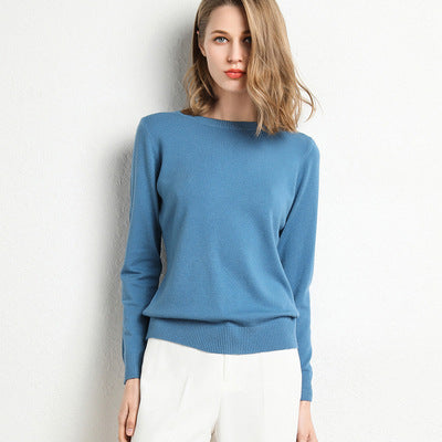 Women's Soft Crew Neck Knit Sweater | Classic Slim-Fit Long Sleeve Pullover Base Layer Top | Fall Winter