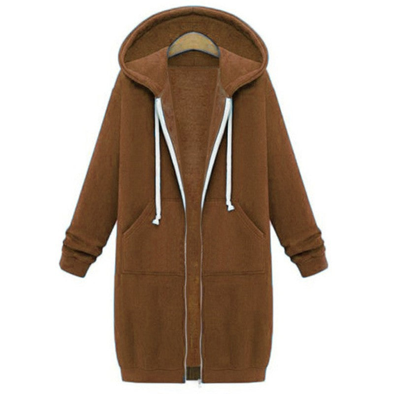 Women's Longline Zip-Up Hoodie | Oversized Fleece Hooded Sweatshirt Jacket | Cozy Mid-Length Fall Winter Coat