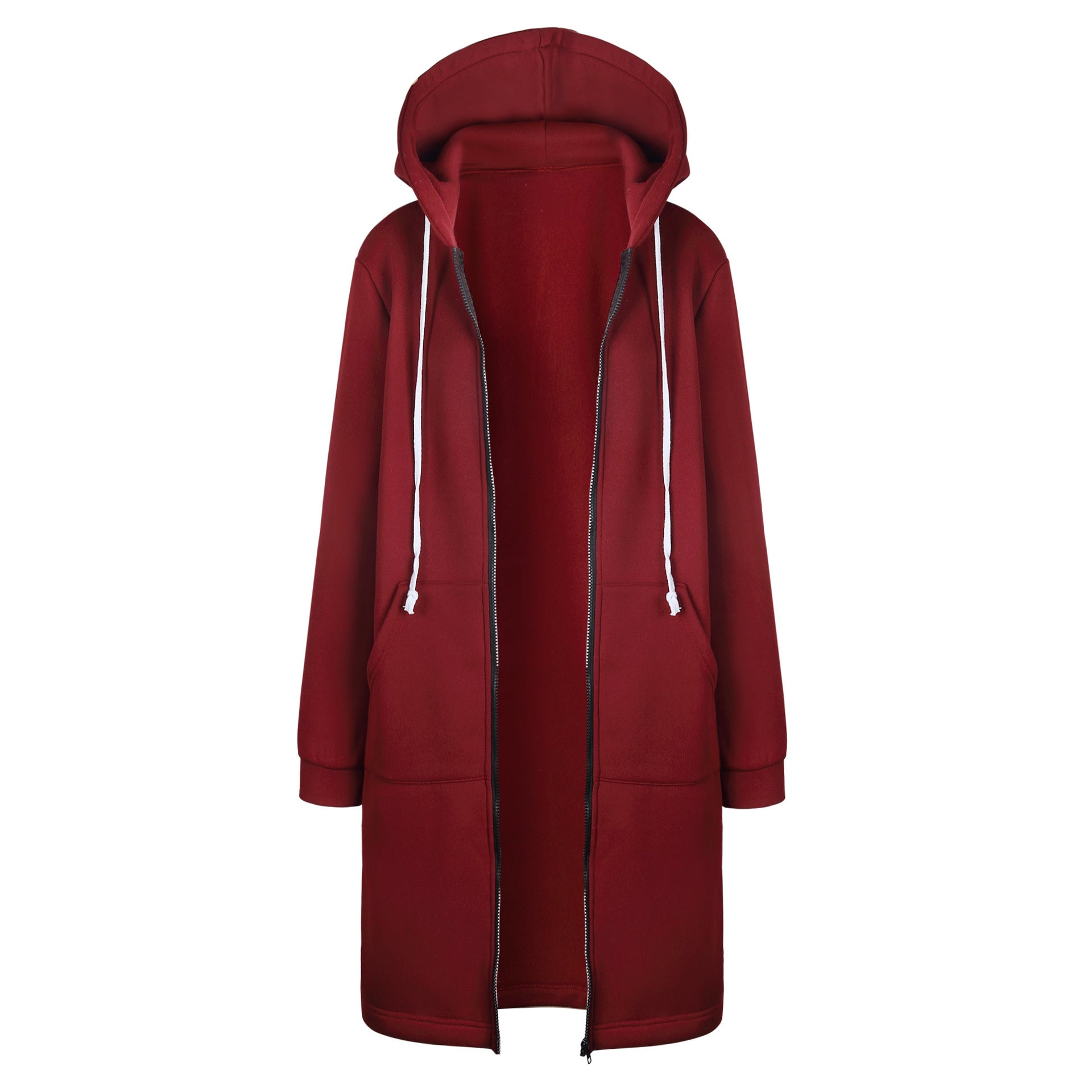 Women's Longline Zip-Up Hoodie | Oversized Fleece Hooded Sweatshirt Jacket | Cozy Mid-Length Fall Winter Coat