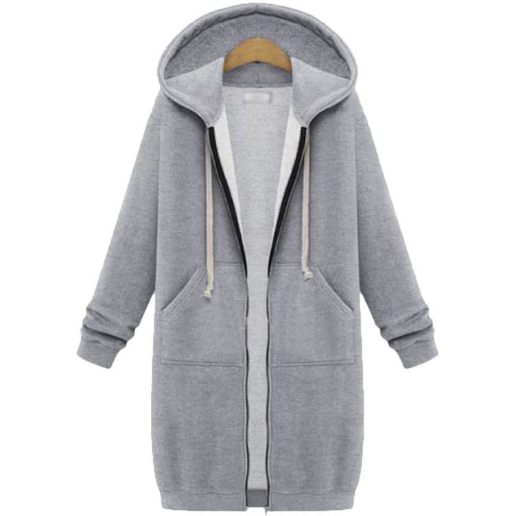 Women's Longline Zip-Up Hoodie | Oversized Fleece Hooded Sweatshirt Jacket | Cozy Mid-Length Fall Winter Coat