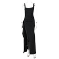 Women's Square Neck Ruched Waist High Slit Maxi Dress — Sexy Sleeveless Stretch Crepe Formal Evening Gown, Elegant Party Dress XS–XL in 17 Colors