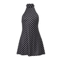 2026 Summer Polka Dot Halter A-Line Mini Dress for Women, Sexy Backless Waist-Cinching Printed Party Dress