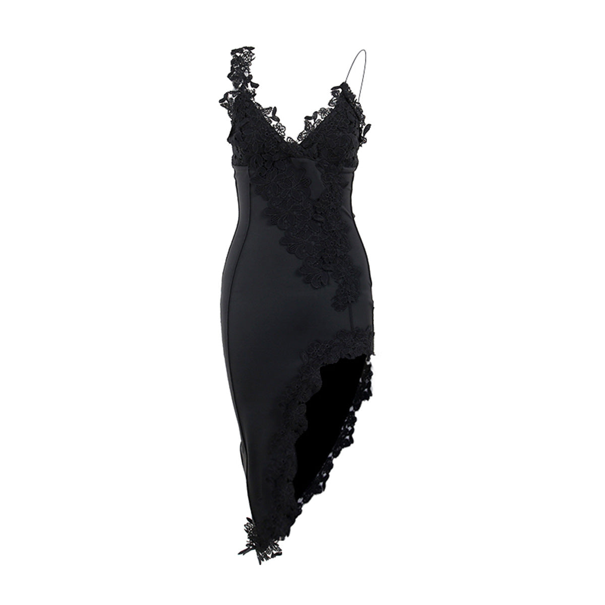 Sexy Deep V Lace Spaghetti Strap Bodycon Mini Dress for Women, Backless Slim Fit Party Club Dress