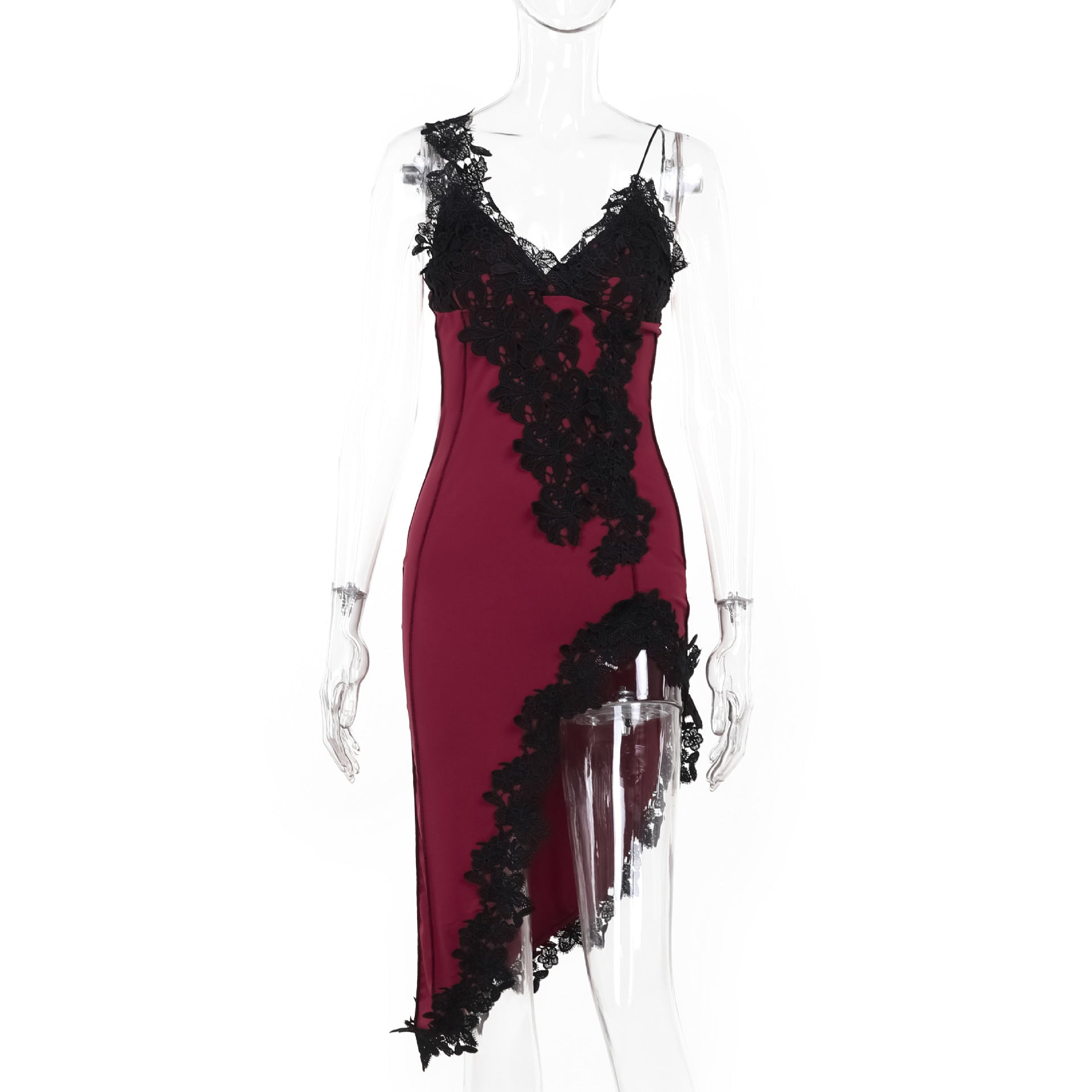 Sexy Deep V Lace Spaghetti Strap Bodycon Mini Dress for Women, Backless Slim Fit Party Club Dress