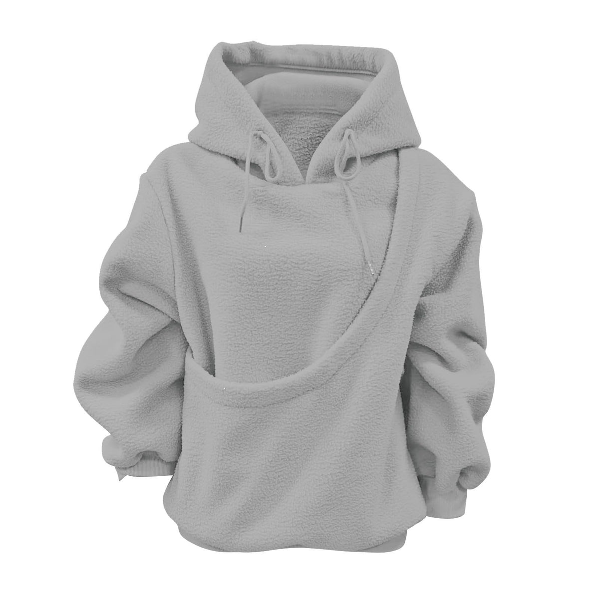 Women's Fluffy Teddy Fleece Oversized Hoodie — Plush Pullover Sweatshirt with Wrap Front Pocket & Drawstring Hood, Cozy Winter Top S–XXL in 7 Colors