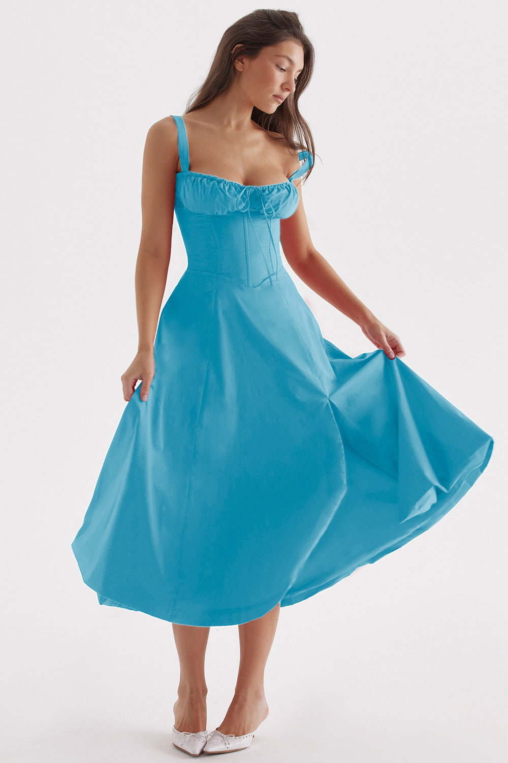 Women's French Style Corset Bust Slip Dress — Gathered Sweetheart Neckline Sleeveless Midi & Mini Dress, Elegant Summer Sundress in 30+ Colors S–2XL