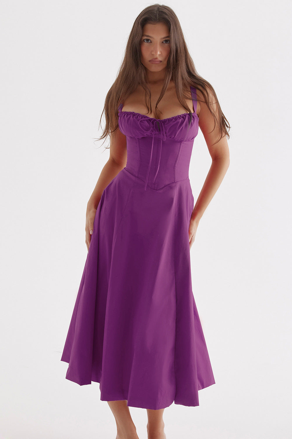 Women's French Style Corset Bust Slip Dress — Gathered Sweetheart Neckline Sleeveless Midi & Mini Dress, Elegant Summer Sundress in 30+ Colors S–2XL