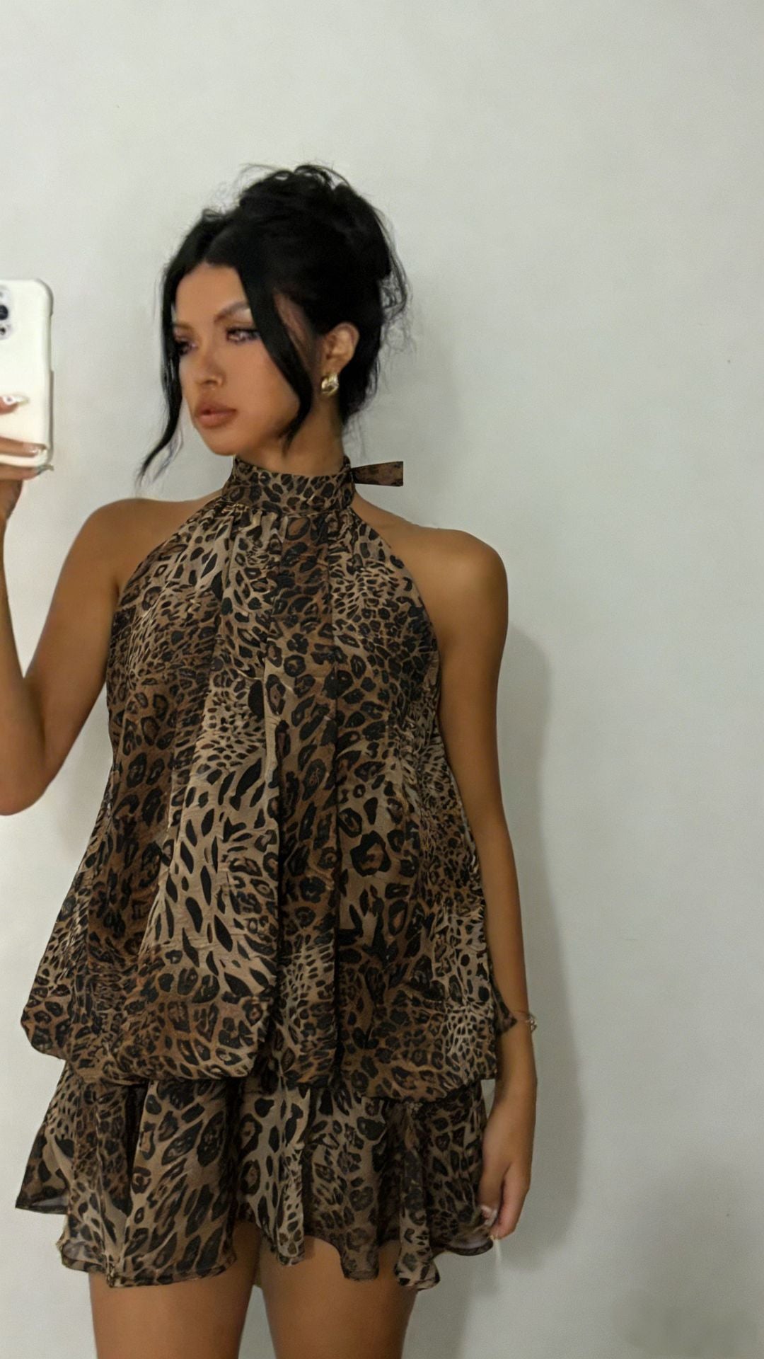 Sexy Chiffon Halter Mini Dress for Women, Island Vacation Backless Flowy Beach Dress, Summer Tea Dress