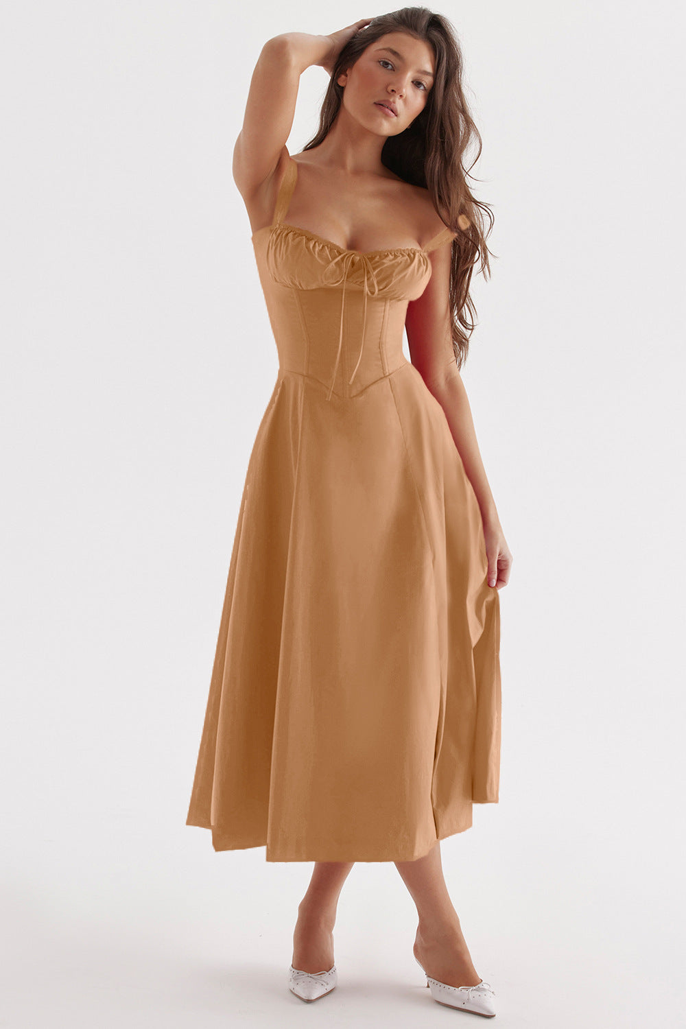 Women's French Style Corset Bust Slip Dress — Gathered Sweetheart Neckline Sleeveless Midi & Mini Dress, Elegant Summer Sundress in 30+ Colors S–2XL